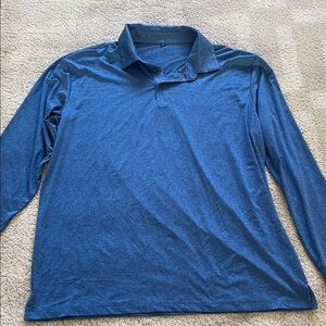 Men's Blue Long Sleeve Polo Shirt